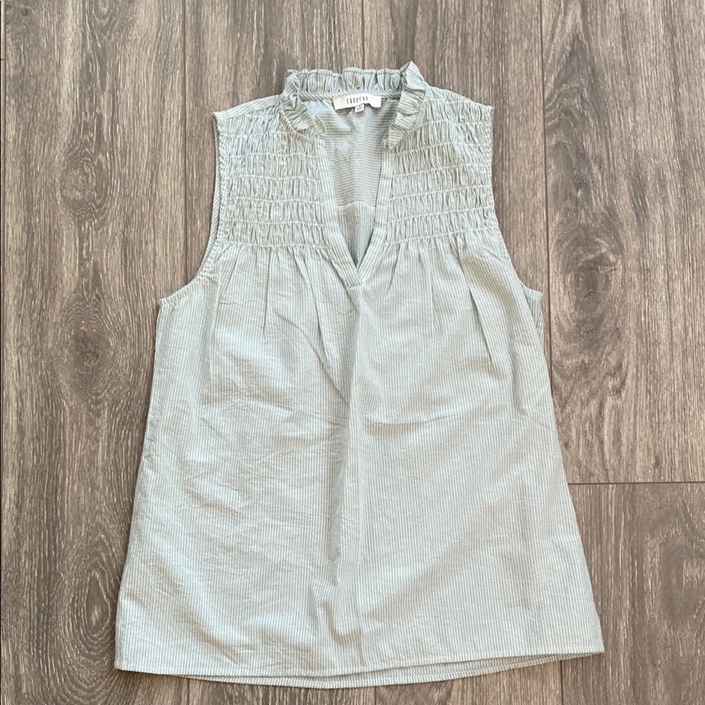 Fun 2 Fun - 100% Cotton Green with White Striped Tank Top - Size S